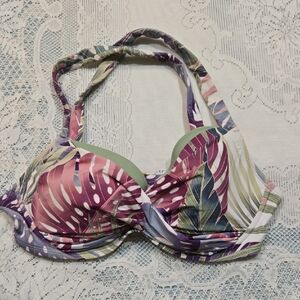 Bleu Rod Beattie Multicolor Tropical Bikini Top Sz 34D